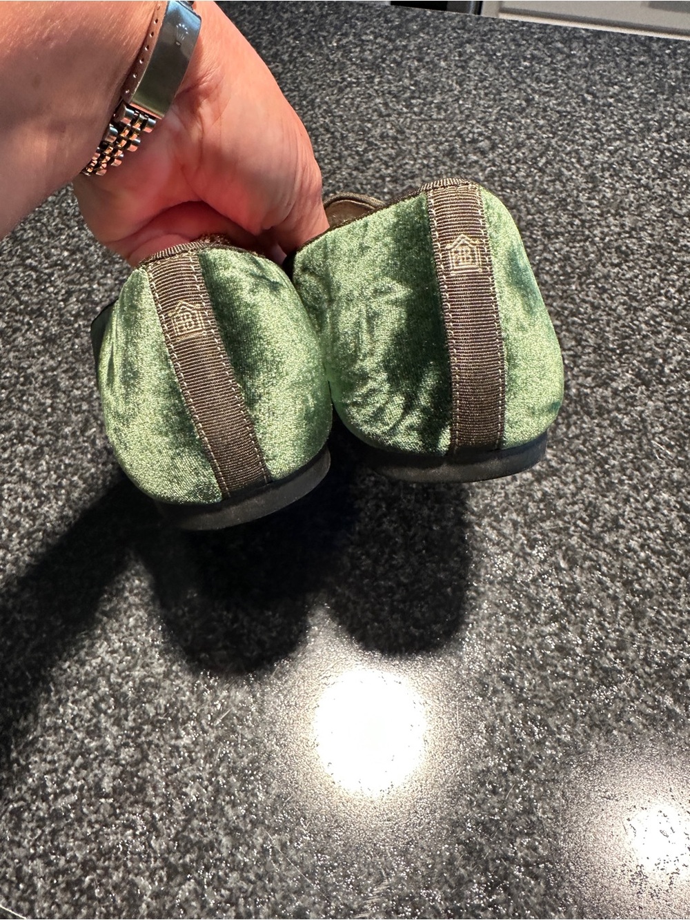 Birdies Hunter Green Heron Velvet Loafers Size 8 - Picture 11 of 15